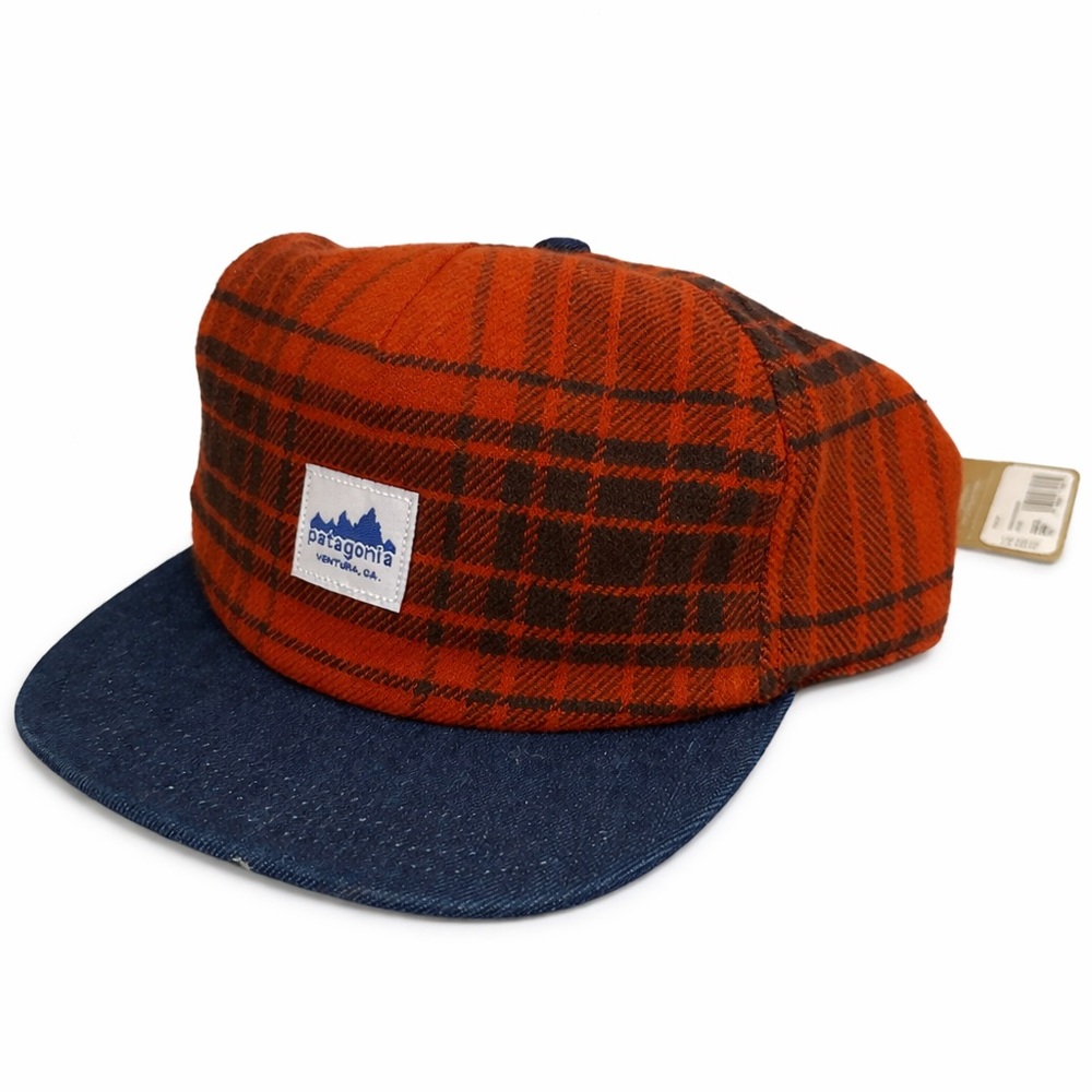 Patagonia Red Plaid Hat with Blue Visor NWT